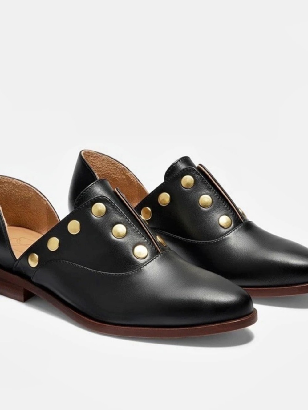 Nisolo Emma D'Orsay Studded Oxford in Black - Genuine Leather
